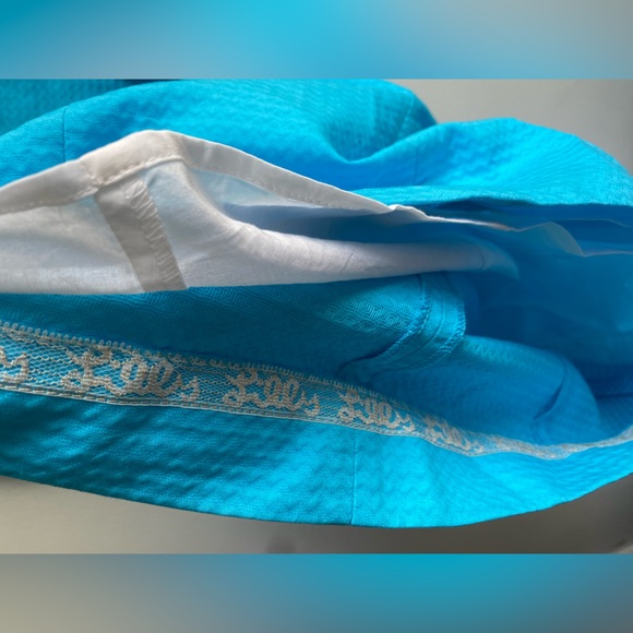 Lilly Pulitzer Bentley Shift Dress Searulean Blue Gold Embroidered Size 10 - Picture 8 of 13